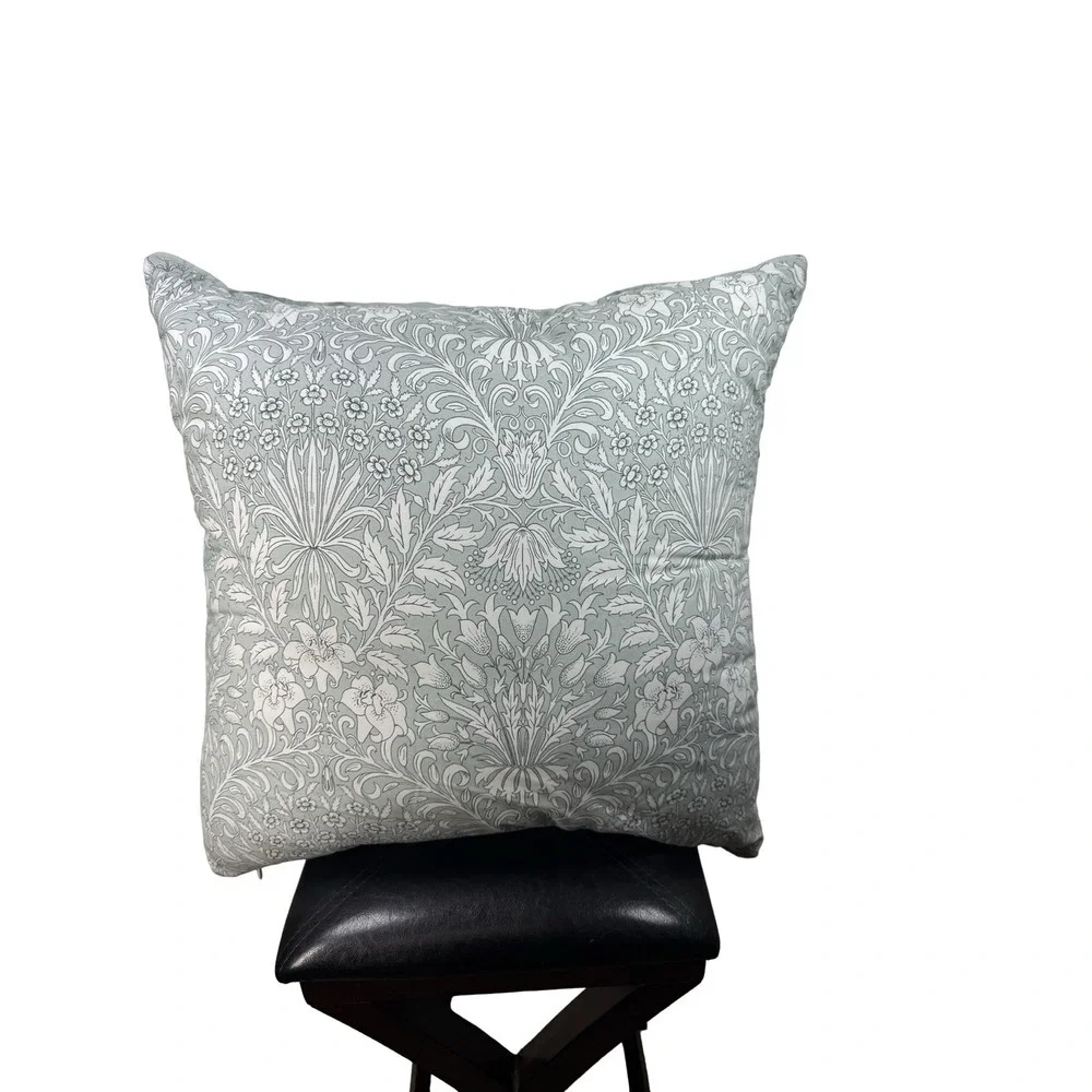 William Morris At Home Garden Tonal Seafoam 24x24 Throw Pillow Floral Cotton